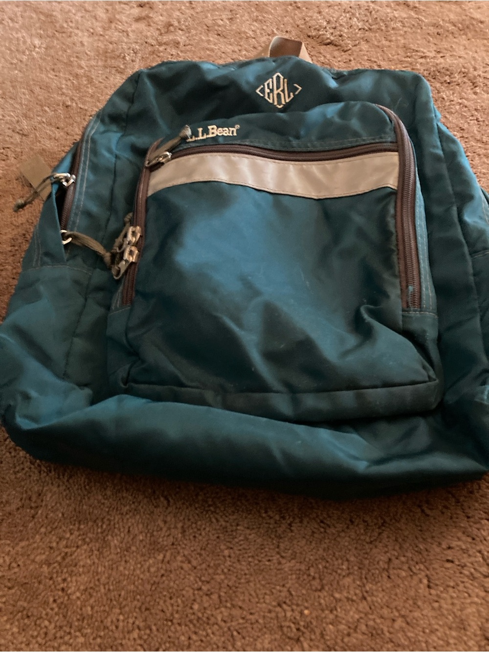 L.L. Bean Teal and Brown Backpack